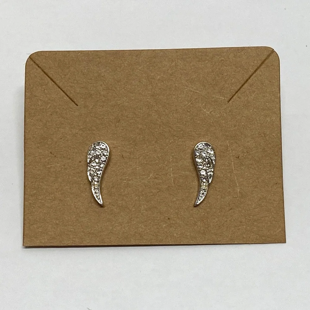Angel Wing Rhinestone‎ Earrings Lightweight Elegant Fashion Stud Post NWOT